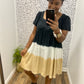 Linen Colorblock Dress