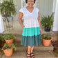 Ivory & Green  Color Block Dress
