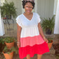 Ivory & Pink Color Block Dress