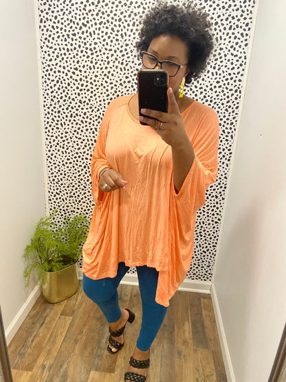 Coral Poncho Top