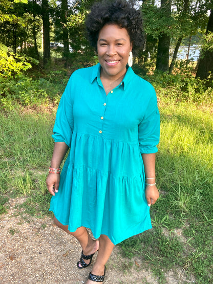 Emerald Green Tiered Dress