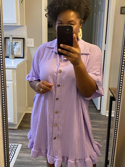 Ruffle Crinkle Dress - Lavender