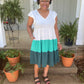 Ivory & Green  Color Block Dress