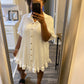Ruffle Crinkle Dress - White
