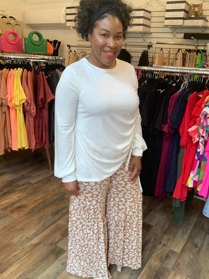 Taupe Leopard Palazzo Pants