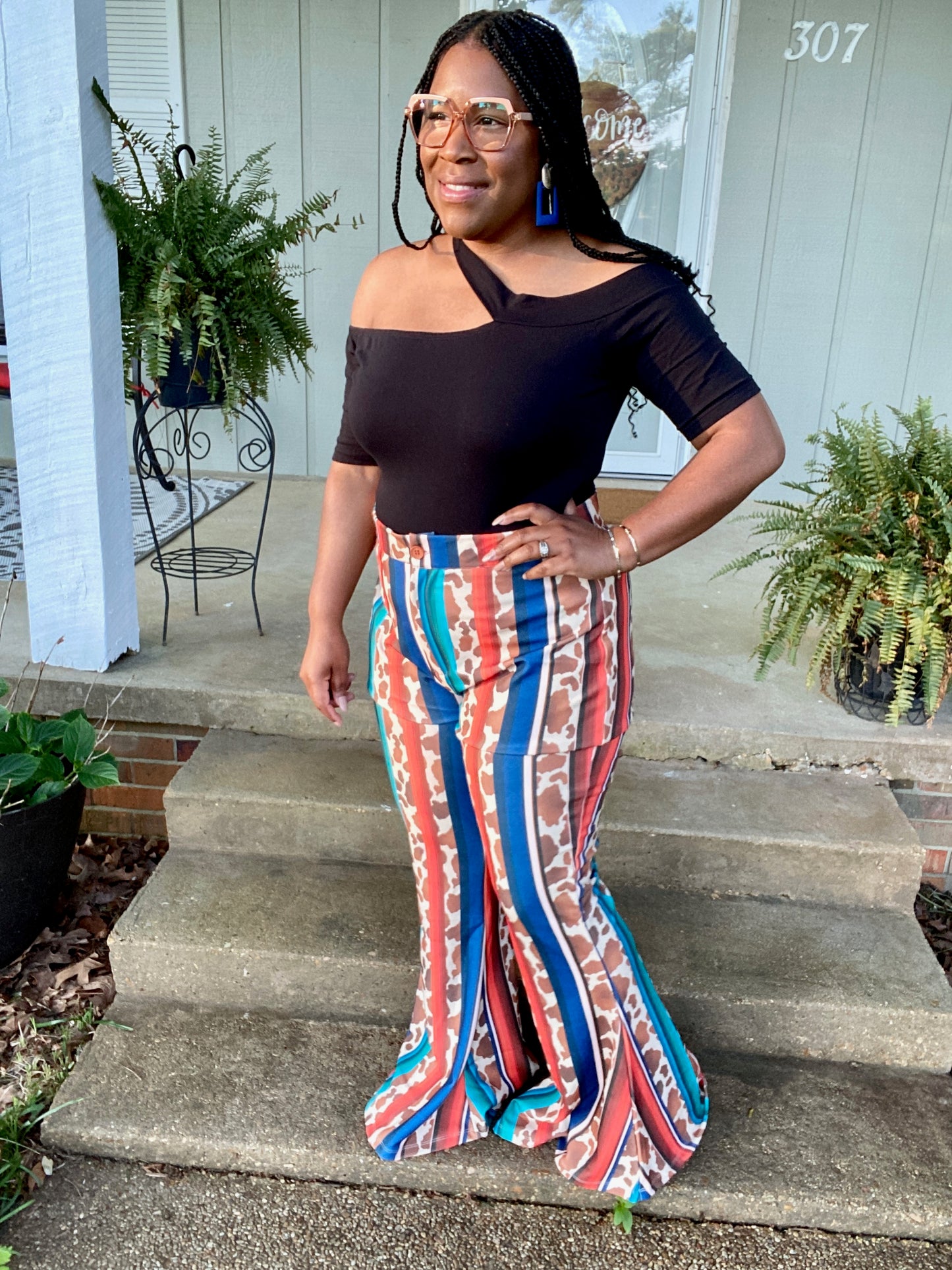 Cowhide Print Flare Pants