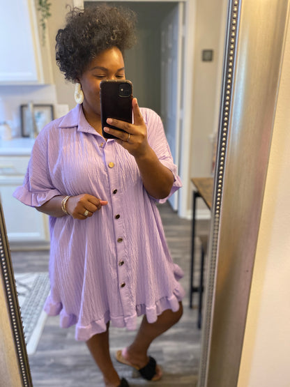 Ruffle Crinkle Dress - Lavender