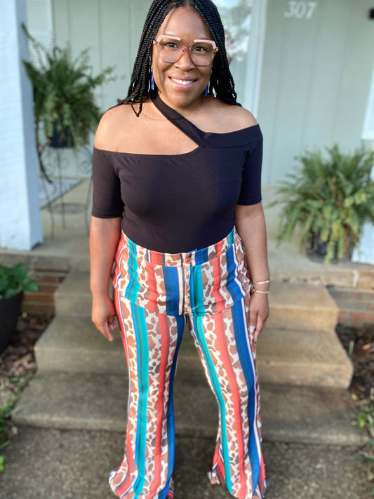 Cowhide Print Flare Pants