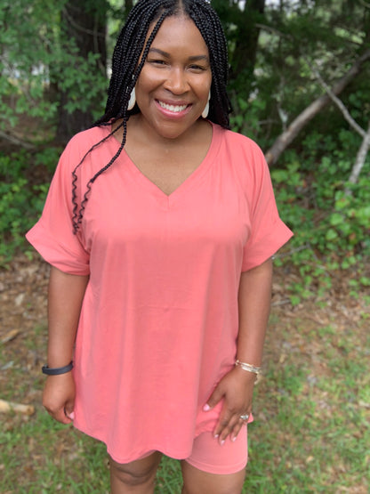 Coordinating Rose Pink Short Set (Plus)
