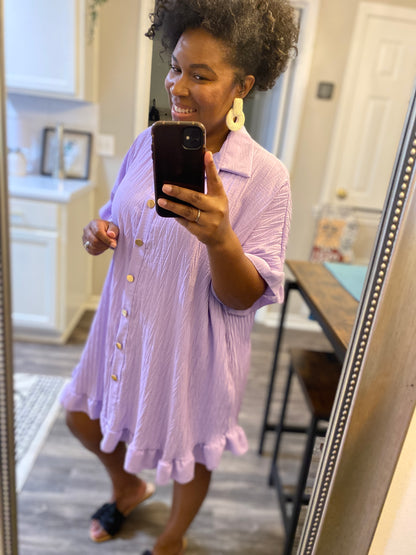 Ruffle Crinkle Dress - Lavender