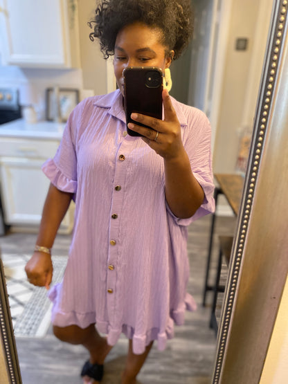 Ruffle Crinkle Dress - Lavender