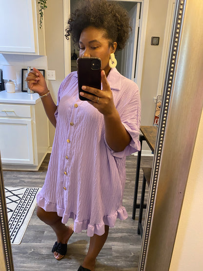 Ruffle Crinkle Dress - Lavender