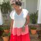 Ivory & Pink Color Block Dress