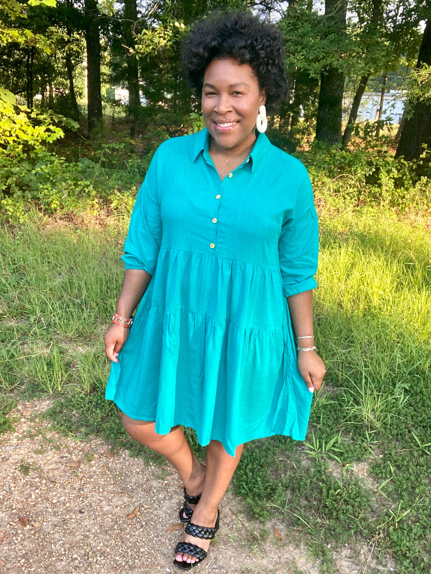 Emerald Green Tiered Dress