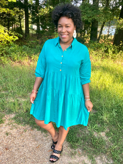 Emerald Green Tiered Dress