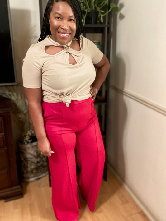 Red Split Flare Pants