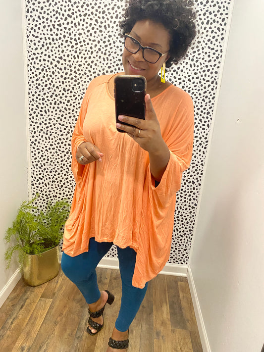 Coral Poncho Top