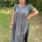 Ash Grey Tiered Maxi Dress