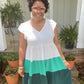 Ivory & Green  Color Block Dress