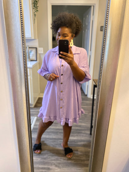 Ruffle Crinkle Dress - Lavender