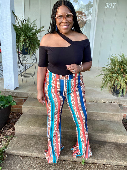 Cowhide Print Flare Pants