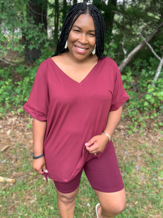 Coordinating Burgundy Short Set (Plus)