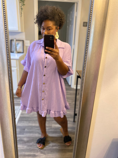 Ruffle Crinkle Dress - Lavender