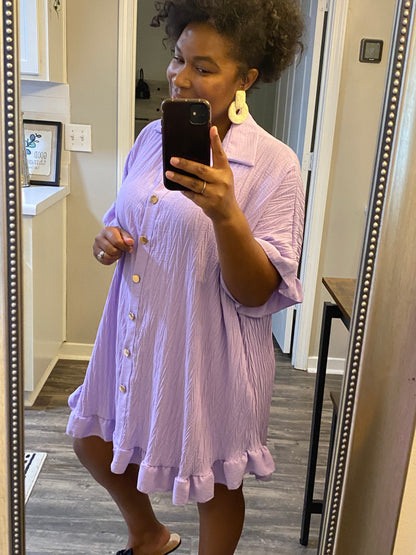 Ruffle Crinkle Dress - Lavender