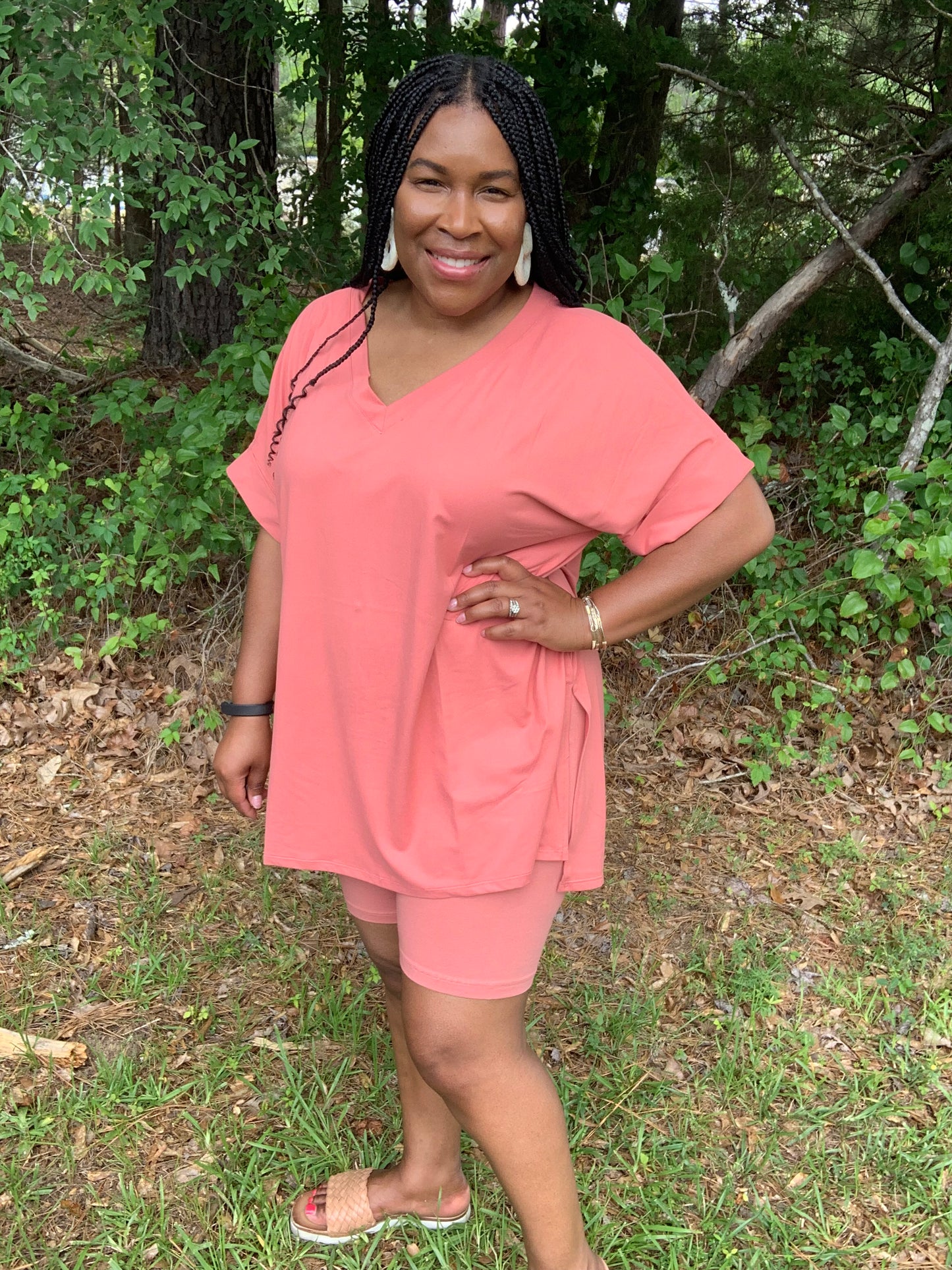 Coordinating Rose Pink Short Set (Plus)