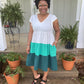 Ivory & Green  Color Block Dress