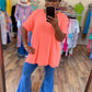 Coral Rolled Sleeve Top