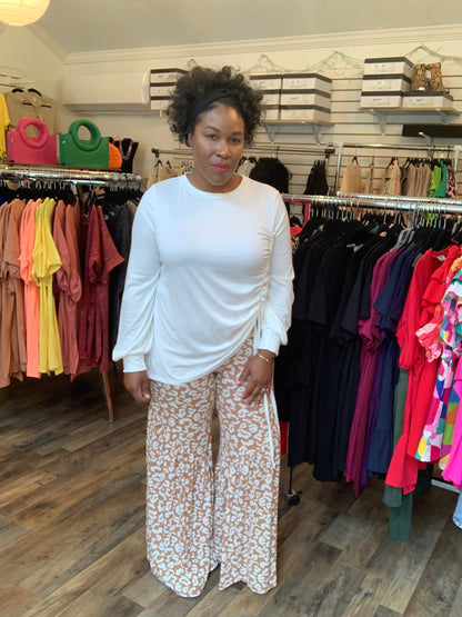 Taupe Leopard Palazzo Pants