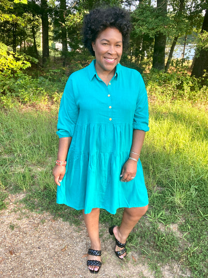 Emerald Green Tiered Dress
