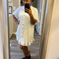 Ruffle Crinkle Dress - White