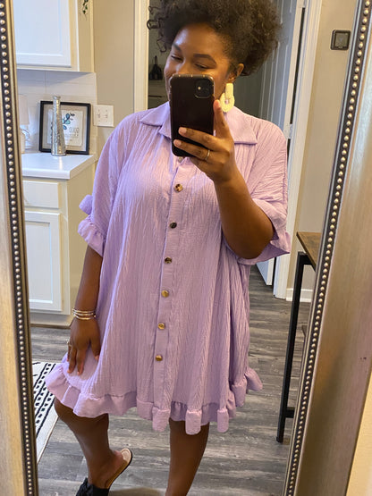 Ruffle Crinkle Dress - Lavender