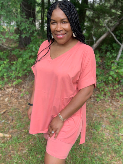 Coordinating Rose Pink Short Set (Plus)