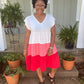 Ivory & Pink Color Block Dress
