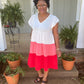 Ivory & Pink Color Block Dress