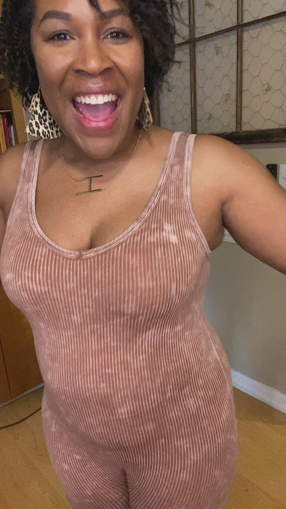 Brown Ribbed Bodysuit