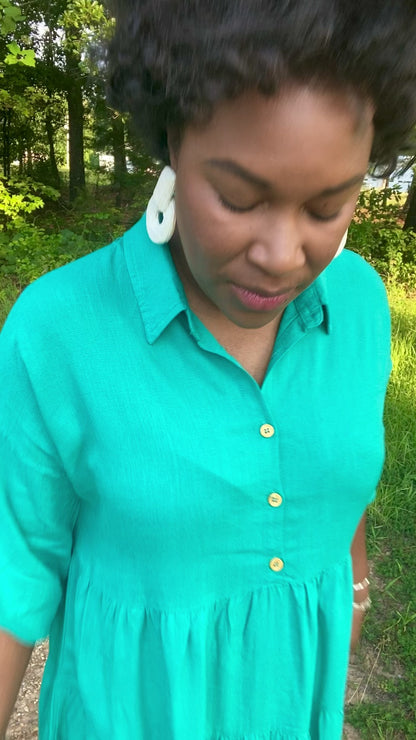 Emerald Green Tiered Dress