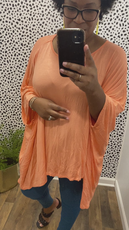 Coral Poncho Top