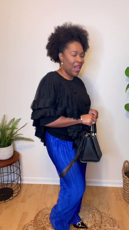 Black Ruffle Detail Top