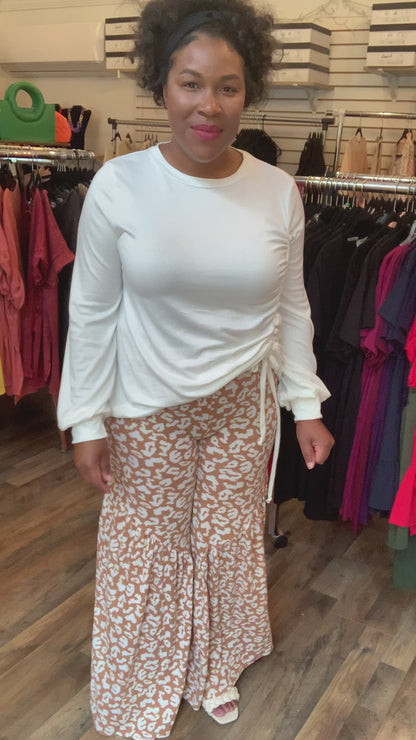 Taupe Leopard Palazzo Pants