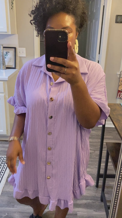 Ruffle Crinkle Dress - Lavender