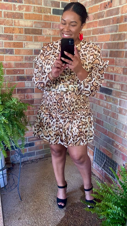 Brown Animal Print Midi