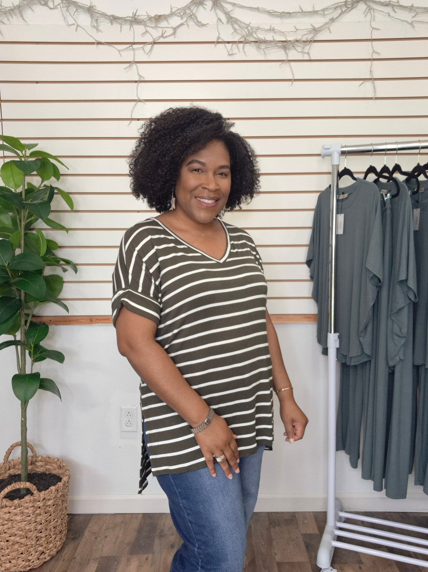 Olive V-Neck Tee