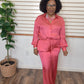 Pink Satin Pants Set