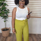 Pleated Pants Mustard Olive