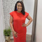 Round neck short sleeve midi dress