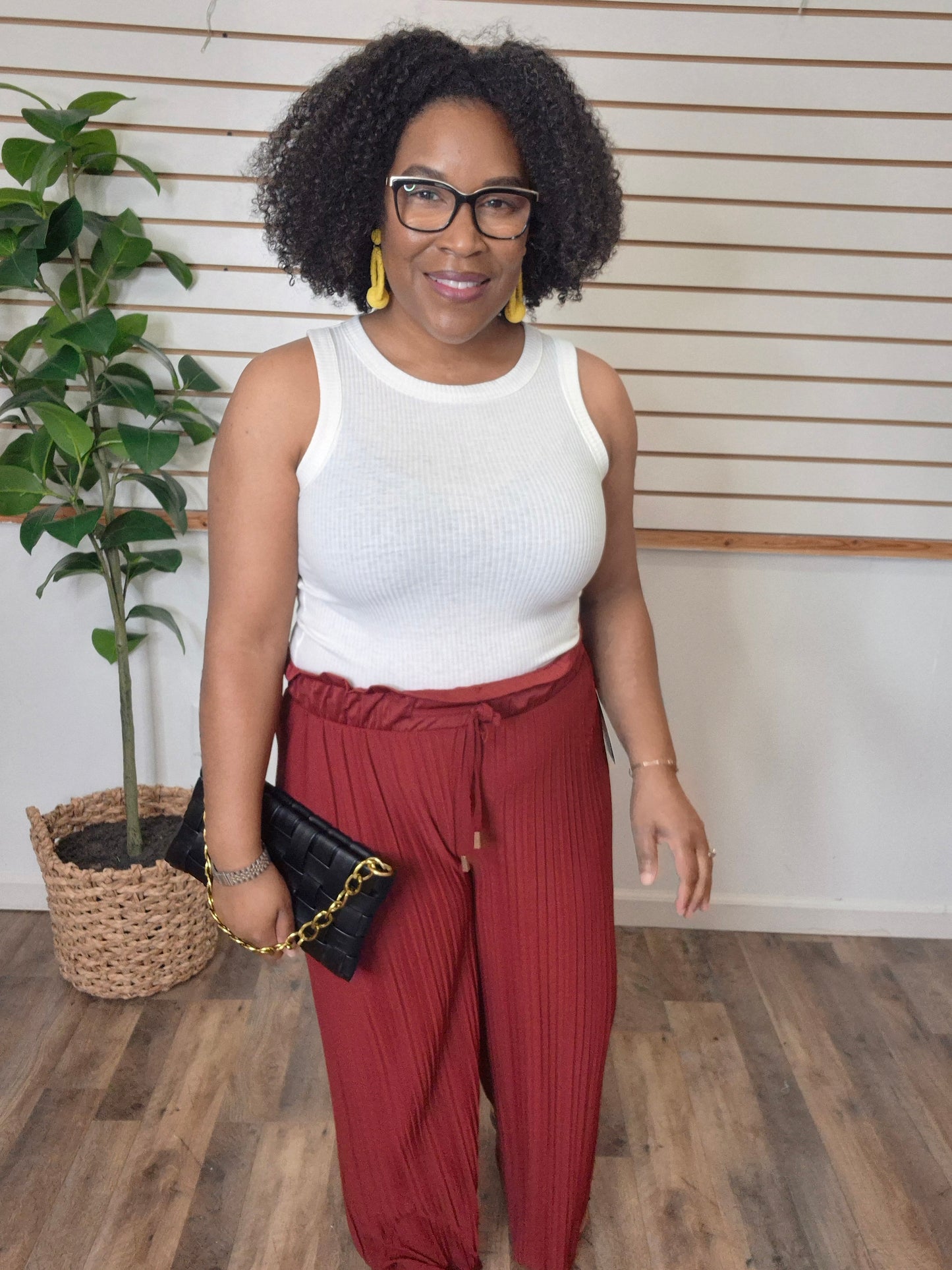 Pleated Pants Burgundy
